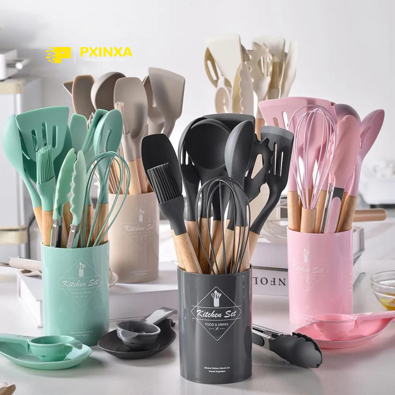 Conjunto de Utensílios de Cozinha de Silicone