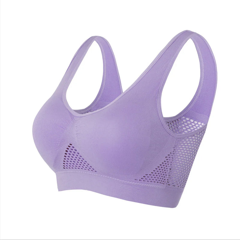 Women's Seamless Mesh Sports Bras Fitness Gym Running Underwear Shockproof Bra Wireless 6XL Plus Size Crop Top Breathable Yoga Bra