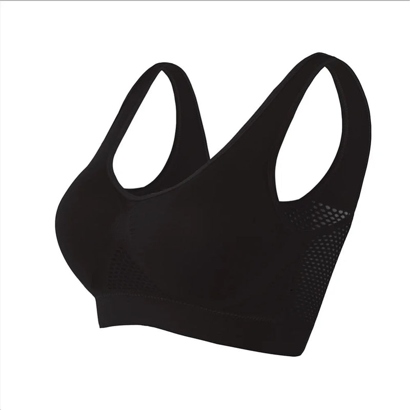 Sutiãs esportivos femininos de malha sem costura, fitness, academia, corrida, roupa íntima, sutiã à prova de choque, sem fio, 6XL, tamanho grande, top curto, sutiã de ioga respirável