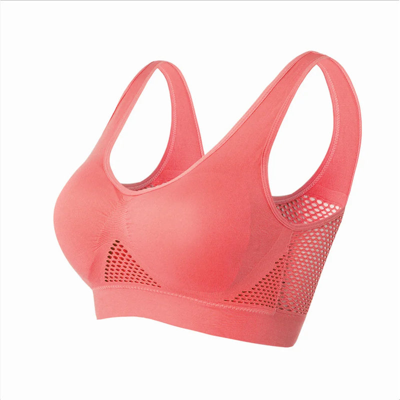 Sujetadores deportivos para mujer, ropa interior de malla sin costuras para Fitness, gimnasio, correr, sujetador a prueba de golpes, inalámbrico, Top corto de talla grande 6XL, sujetador de Yoga transpirable