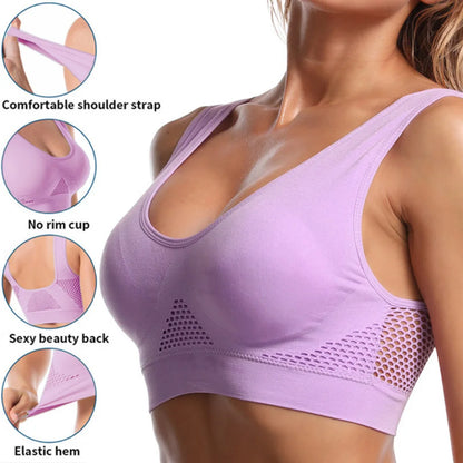 Sutiãs esportivos femininos de malha sem costura, fitness, academia, corrida, roupa íntima, sutiã à prova de choque, sem fio, 6XL, tamanho grande, top curto, sutiã de ioga respirável