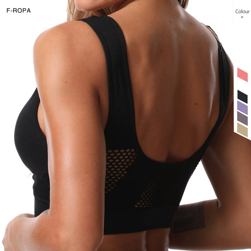 Women's Seamless Mesh Sports Bras Fitness Gym Running Underwear Shockproof Bra Wireless 6XL Plus Size Crop Top Breathable Yoga Bra