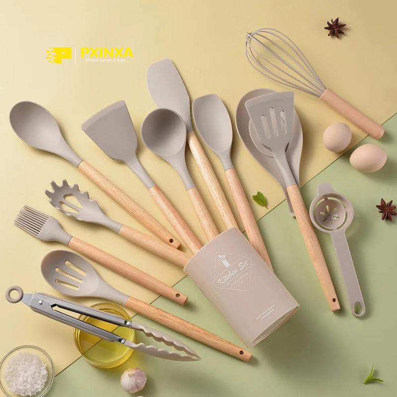 Conjunto de Utensílios de Cozinha de Silicone