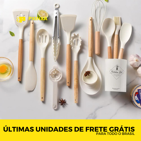 Conjunto de Utensílios de Cozinha de Silicone