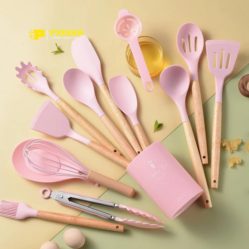 Conjunto de Utensílios de Cozinha de Silicone