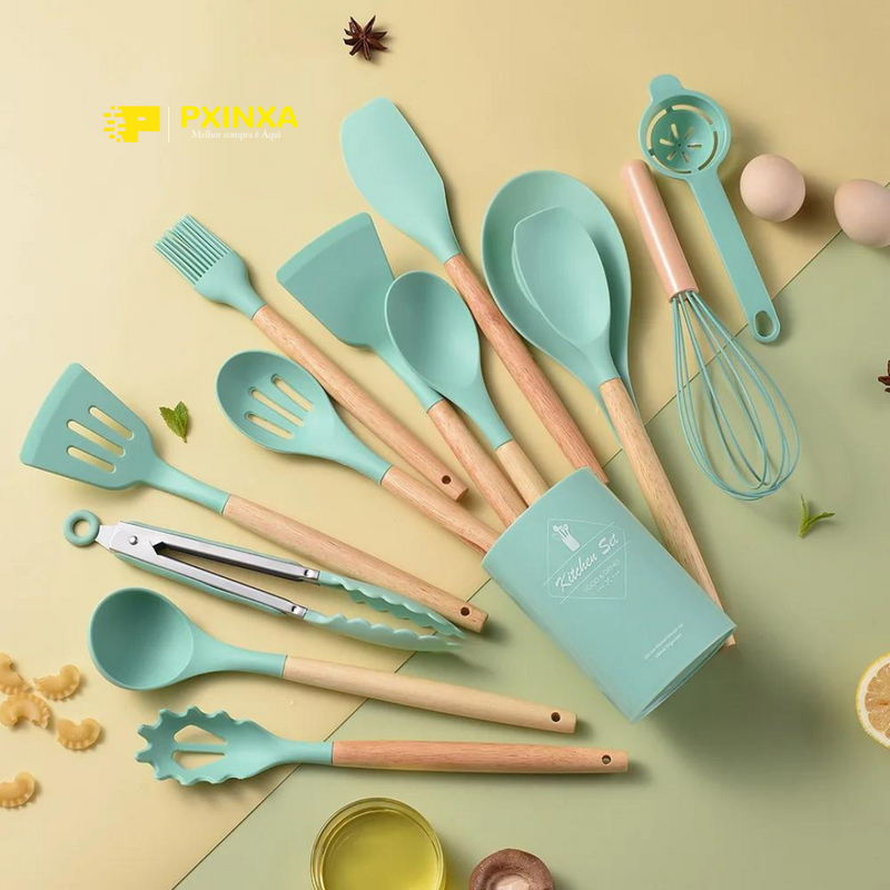 Conjunto de Utensílios de Cozinha de Silicone